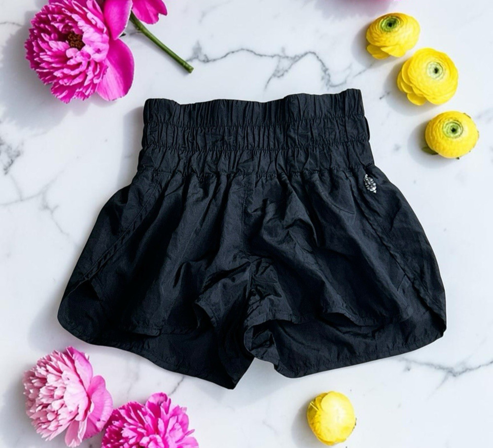 Women's Free People FP Movement Black Shorts Sz S High-Rise Nylon Lined Athletic